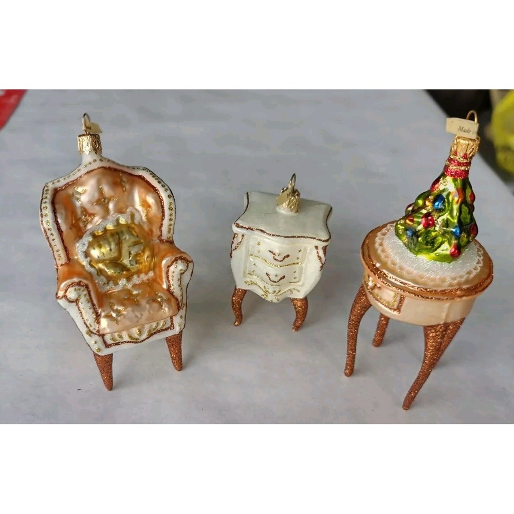 Polish Glass Christmas Ornament hand painted "Tabletop Christmas" made in Poland